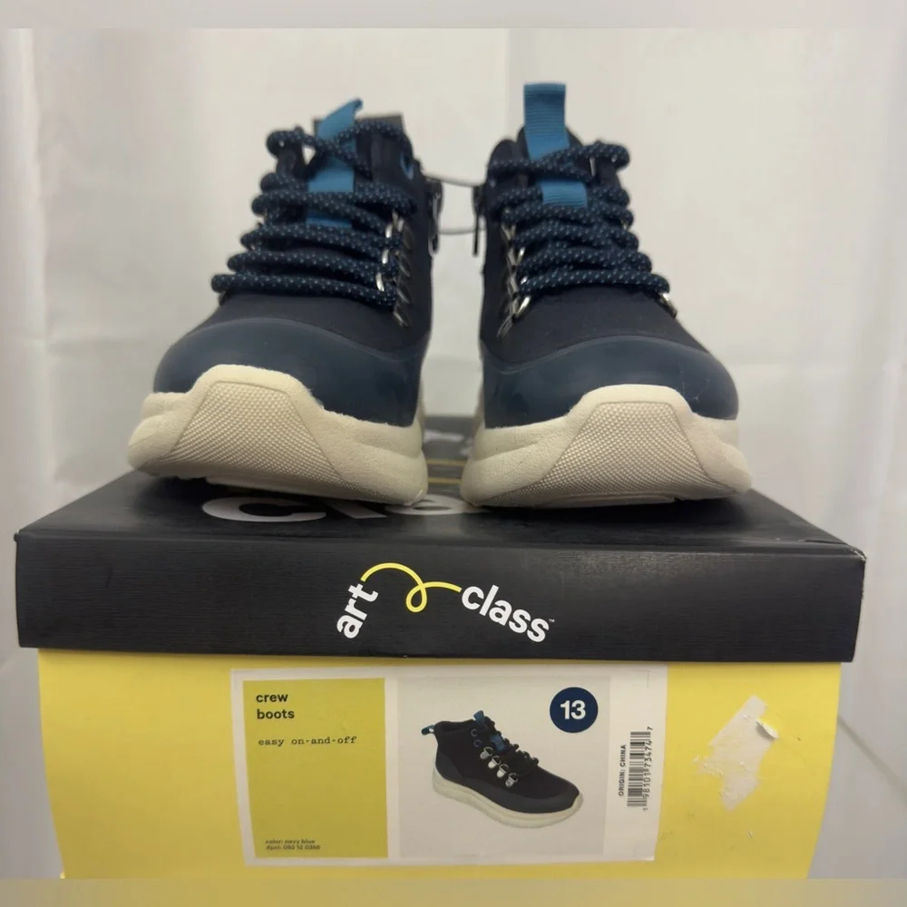 Unisex Kids Easy On & Off Navy & Blue High-Top Sneakers/Boots Little Kids 13 NWT
